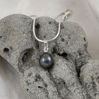 Sterling Silver Pearl Drop Pendant on Sterling Silver Snake Chain