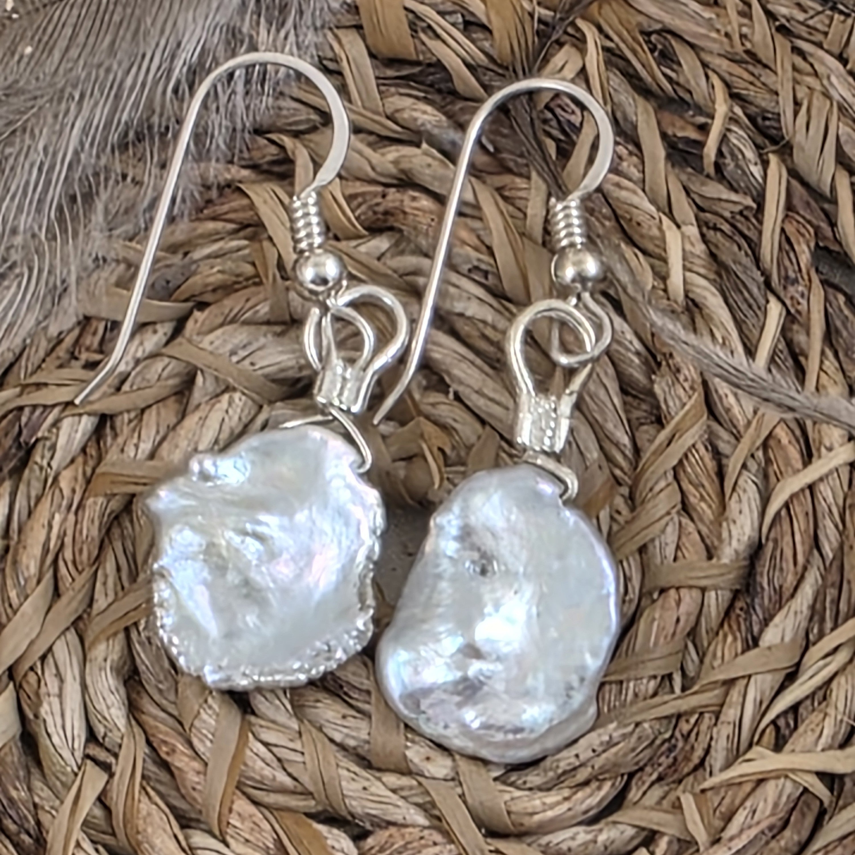 Sterling Silver & Keshi Pearl Earrings