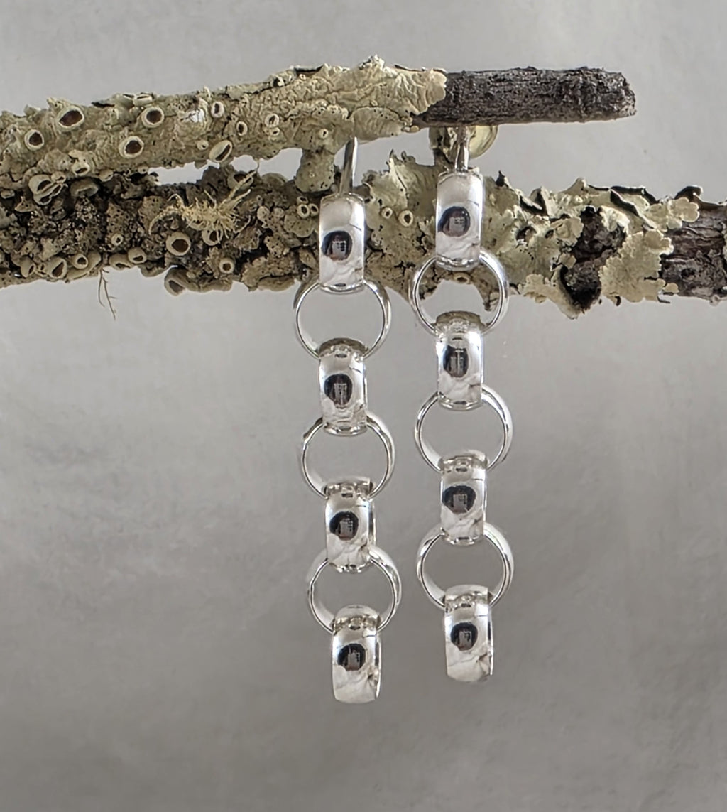Sterling Silver Loop Drop Studs