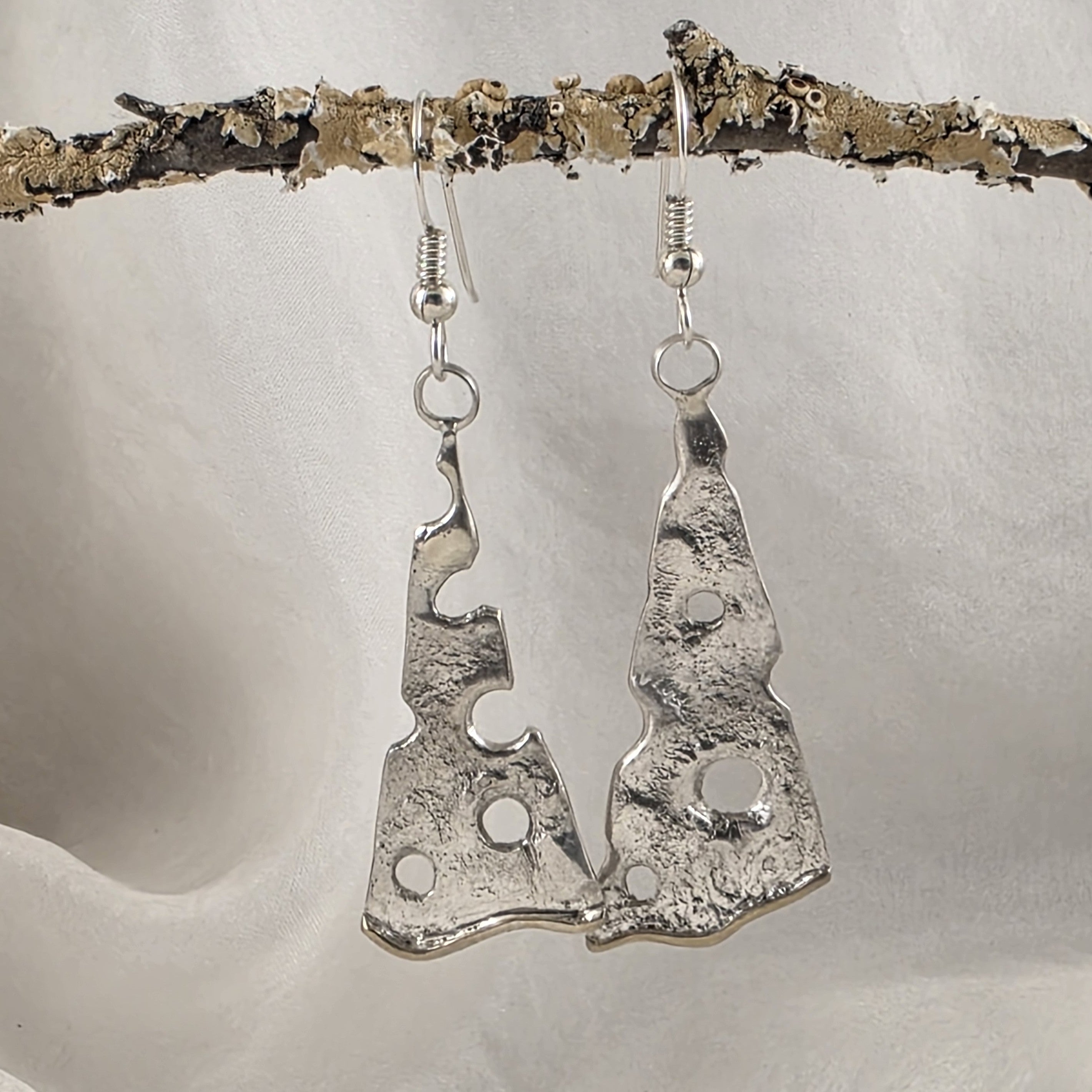Sterling Silver Holey Earrings with 9ct Yellow Gold Border