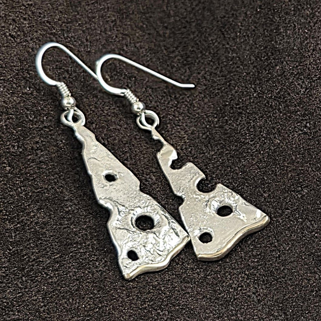 Sterling Silver Holey Earrings with 9ct Yellow Gold Border