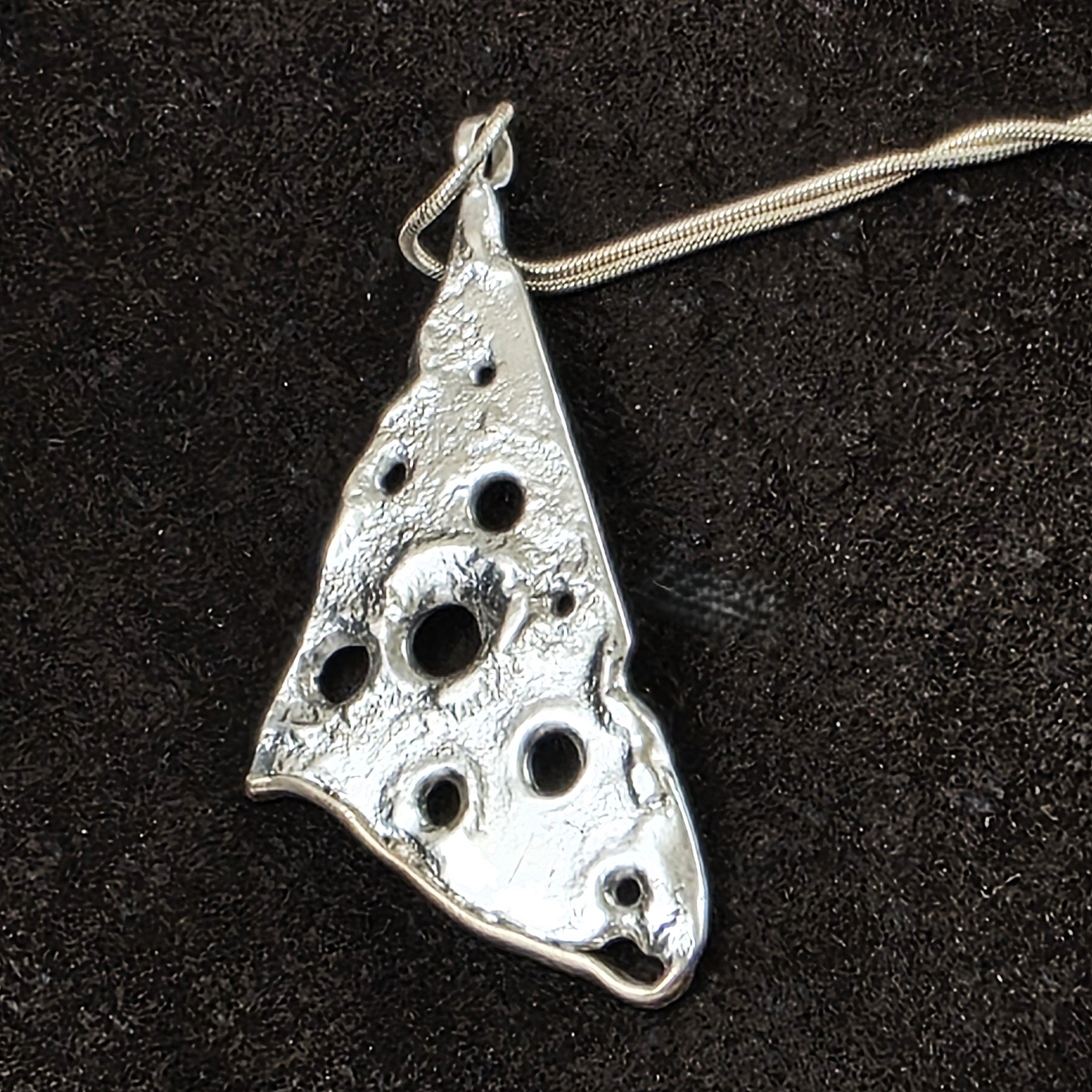 Sterling Silver Holey Pendant with 9ct Yellow Gold Border