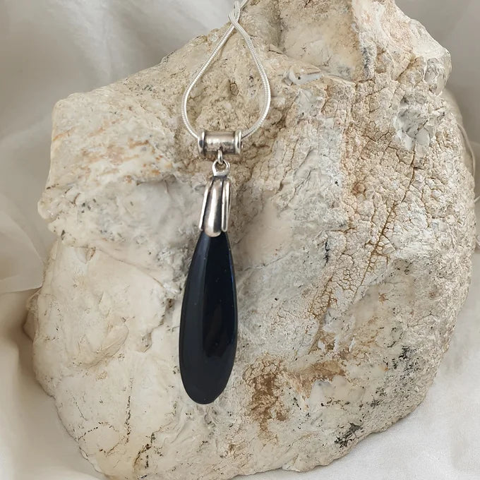 Australian Cowell Black Jade Sterling Silver Pendant