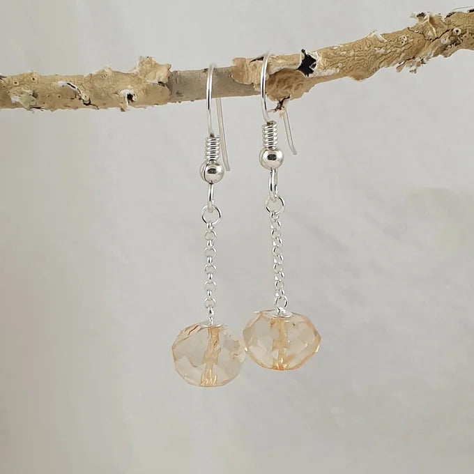Citrine on Sterling Silver Chain Earrings