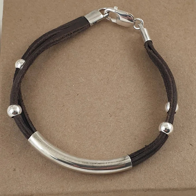 Leather and Sterling Silver Bracelet