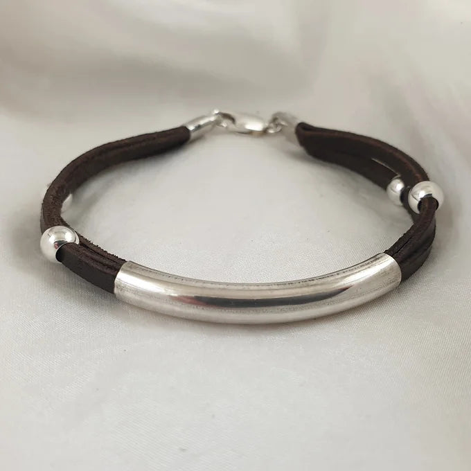Leather and Sterling Silver Bracelet