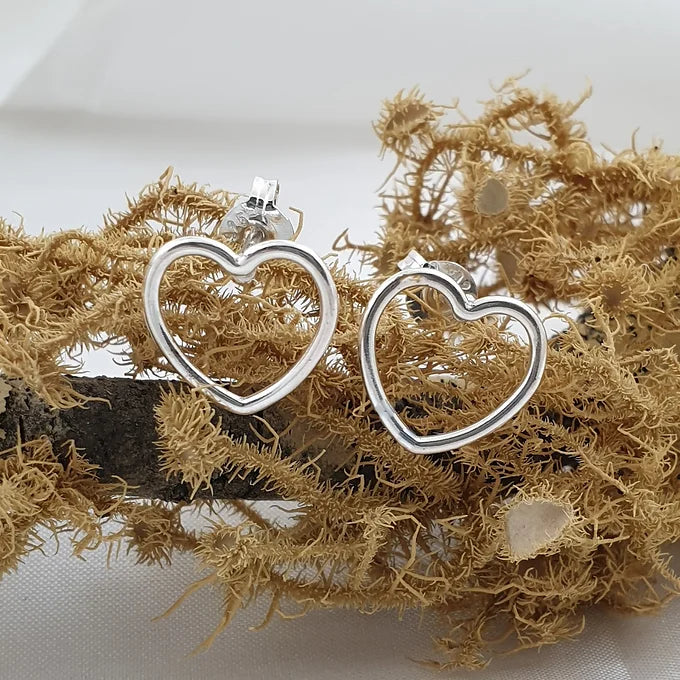 Sterling Silver Larger Heart Studs