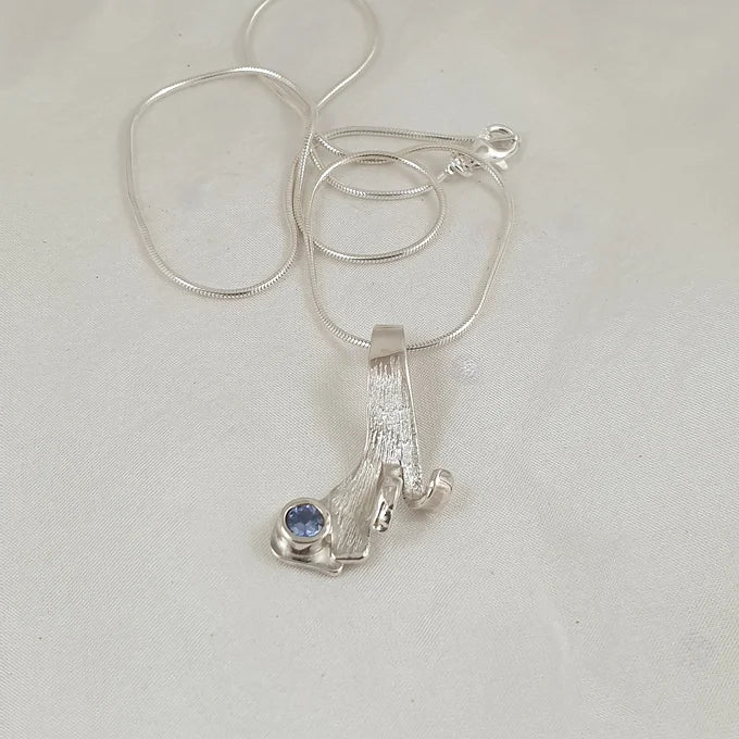 Sterling Silver Abstract Pendant with Tanzanite
