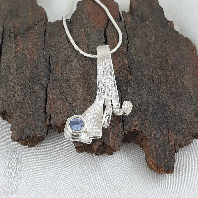 Sterling Silver Abstract Pendant with Tanzanite