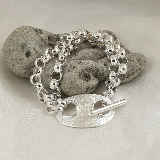 Sterling Silver Bracelet with 7 mm Belcher Chain