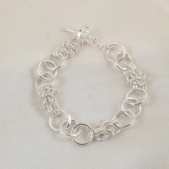 Sterling Silver Bracelet with Byzantine Links