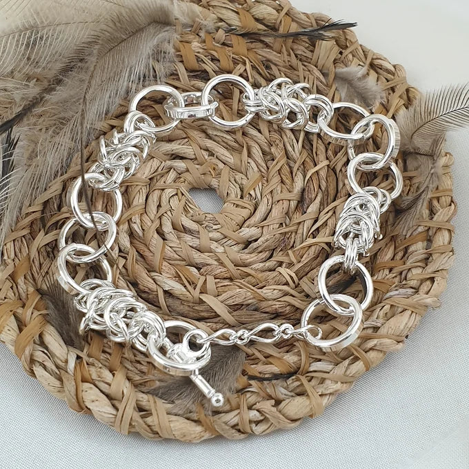 Sterling Silver Bracelet with Byzantine Links
