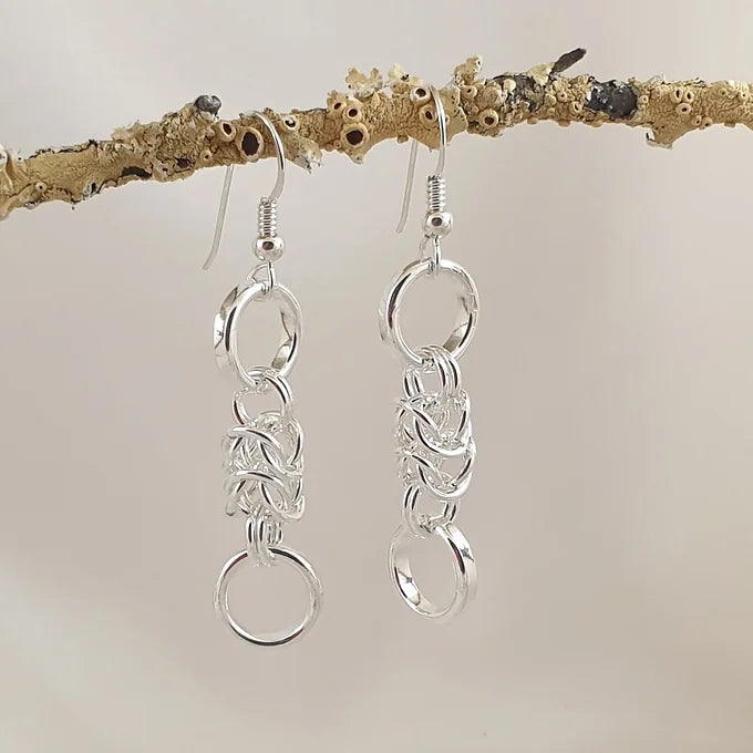 Sterling Silver Byzantine Link Earrings