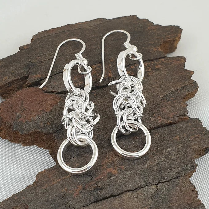 Sterling Silver Byzantine Link Earrings