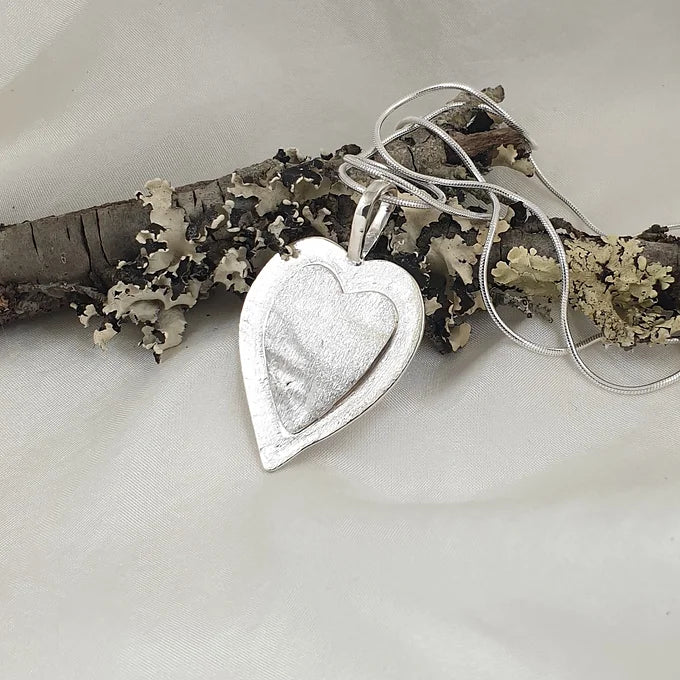 Sterling Silver Double Heart Pendant with 45 cm Snake Chain