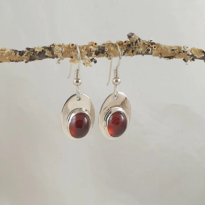 Sterling Silver Earrings with Hessonite Garnets
