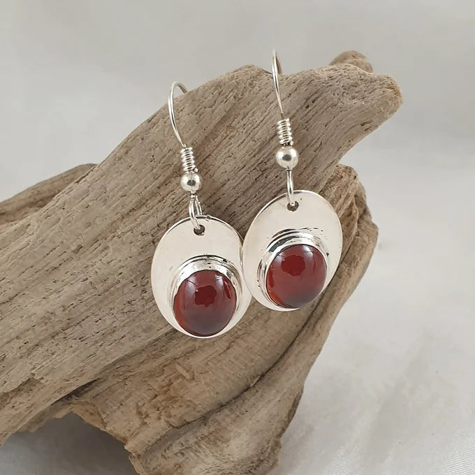 Sterling Silver Earrings with Hessonite Garnets