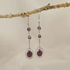 Sterling Silver Earrings with Ruby and Morganite