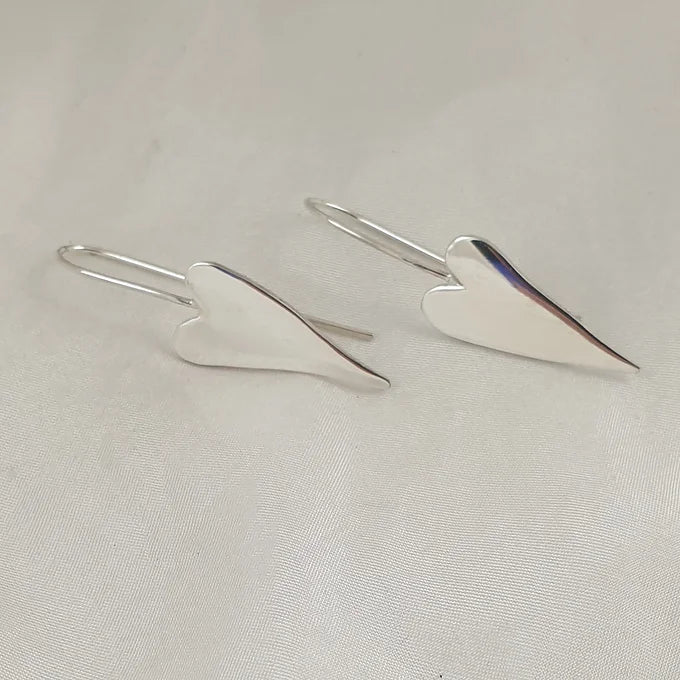 Sterling Silver Elongated Heart Earrings