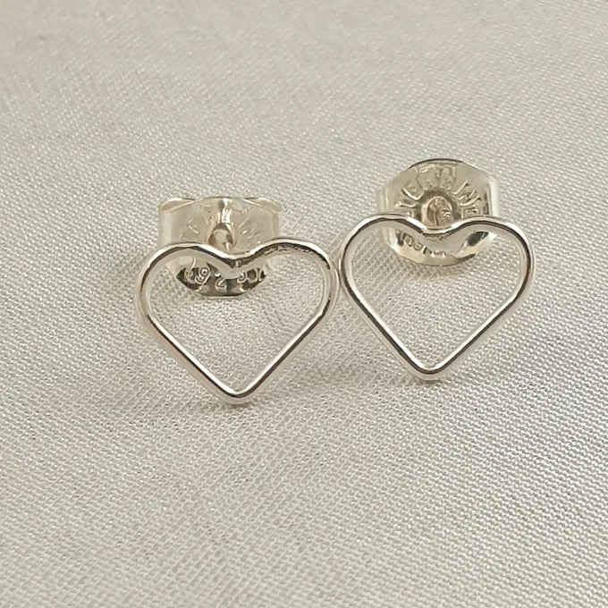Sterling Silver Medium Heart Studs