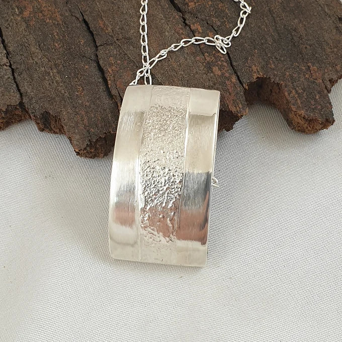 Sterling Silver Patterned Double Pendant