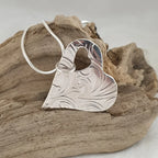 Sterling Silver Patterned Heart on Snake Chain