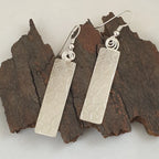 Sterling Silver Patterned Rectangular Earrings with Swirls