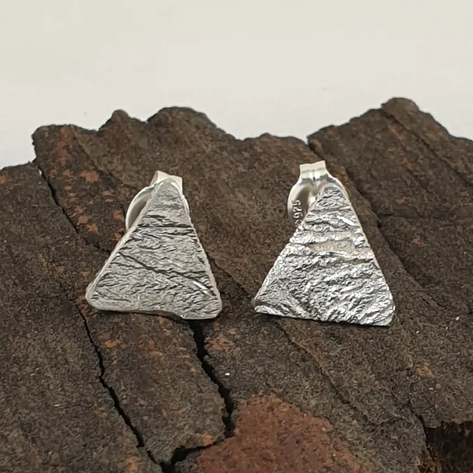 Sterling Silver Reticulated Triangle Studs