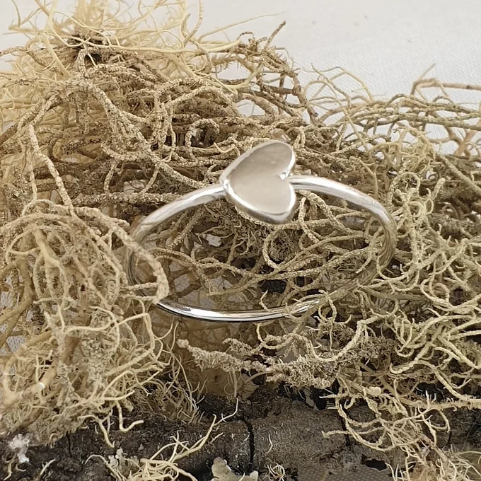 Sterling Silver Ring with Sideways Heart
