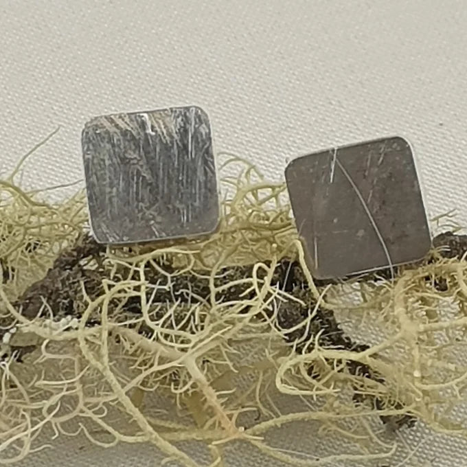 Sterling Silver Solid Square Patterned Studs