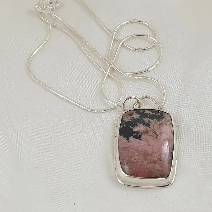 Sterling Silver & Rhodonite Pendant