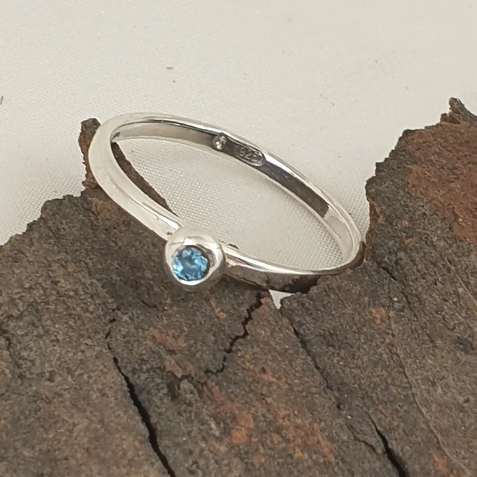 Sterling Silver & Swiss Blue Topaz Ring