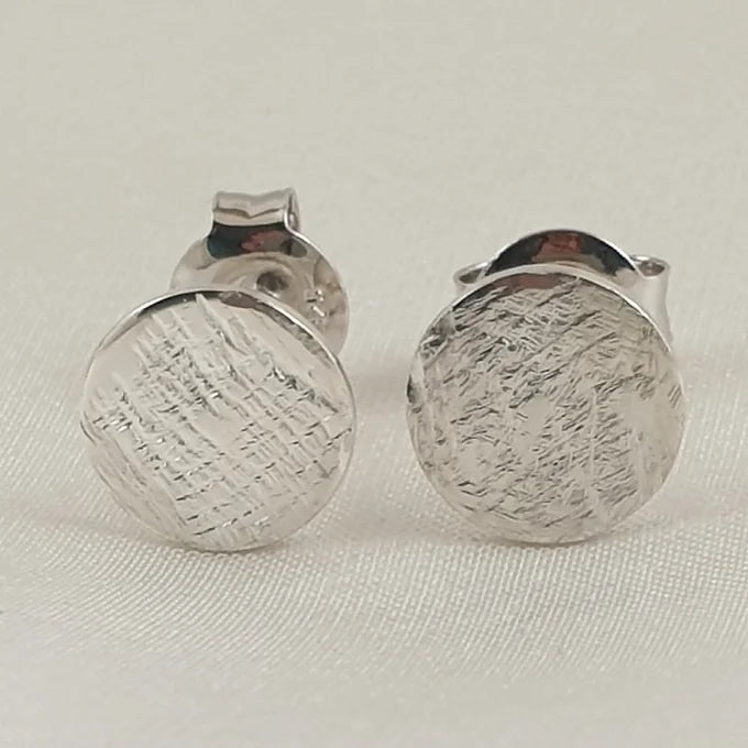 Textured Circle Sterling Silver Studs